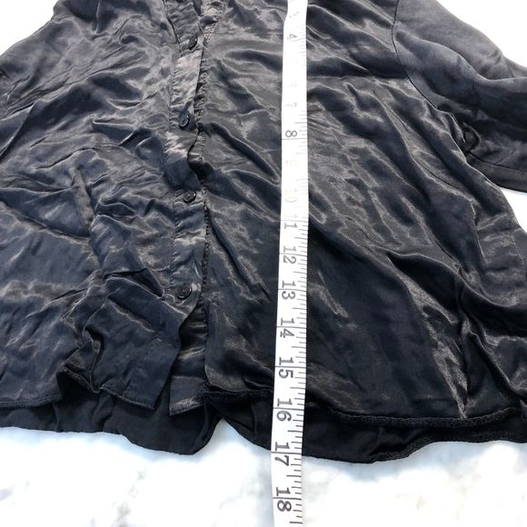 Zara Black Cropped Button Down 100% Viscose Shirt Size S - Picture 5 of 8